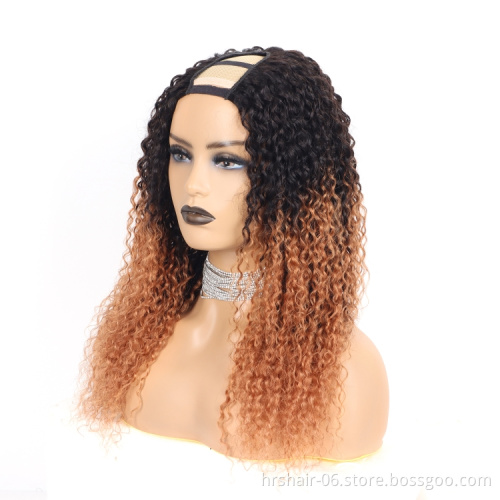 Hot Sale  Thick 180% Density Color 1B/27,99J,30#  U Part Wig Human Hair Half Hand Tied Made Human Hair Wigs For Black Woman